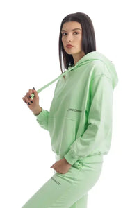 Thumbnail for Chic Green Cotton Hooded Sweatshirt