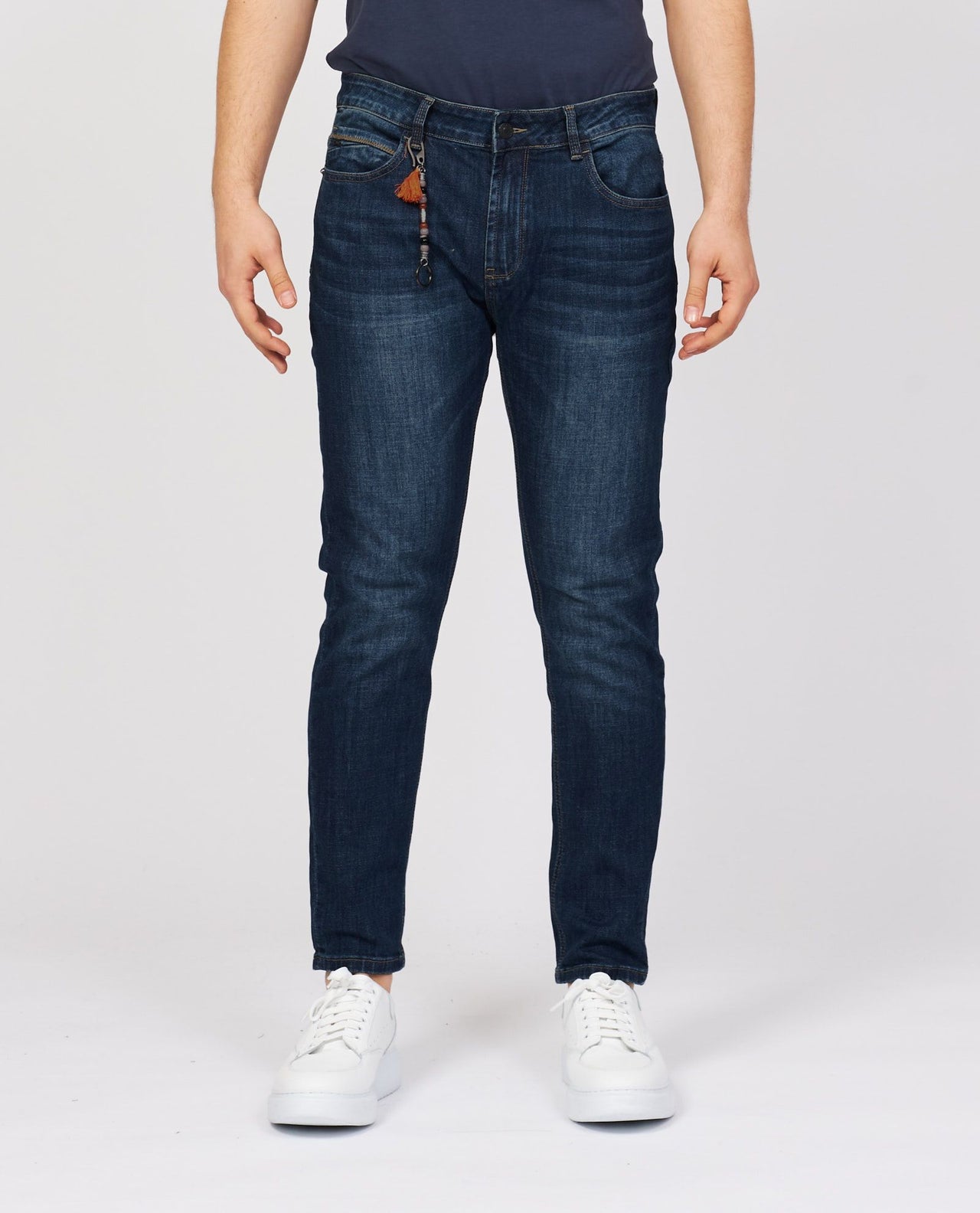 Sleek Blue Cotton Stretch Jeans