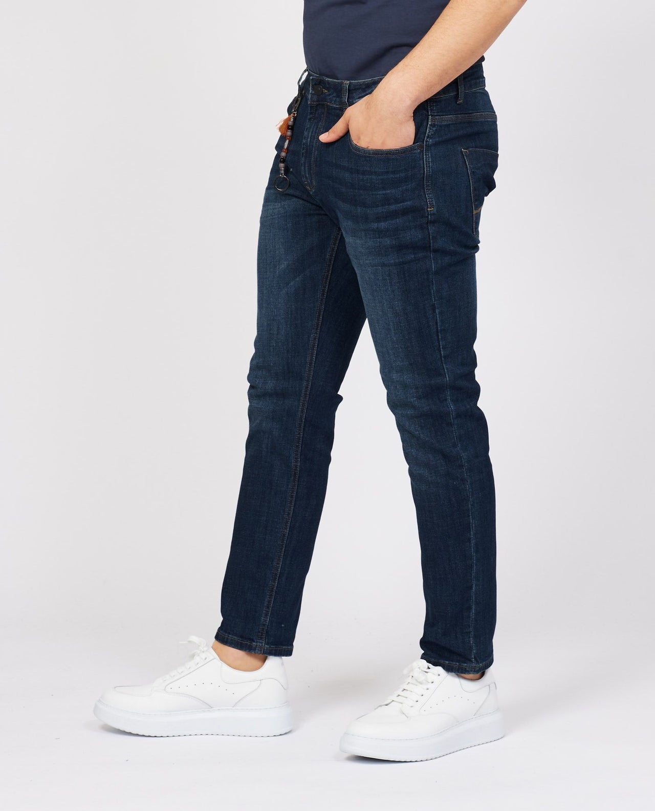 Sleek Blue Cotton Stretch Jeans