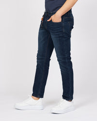 Thumbnail for Sleek Blue Cotton Stretch Jeans