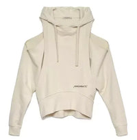 Thumbnail for Chic Off-Shoulder Beige Sweatshirt with Hood