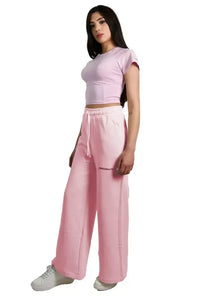 Thumbnail for Chic Pink Palazzo Pants with Drawstring