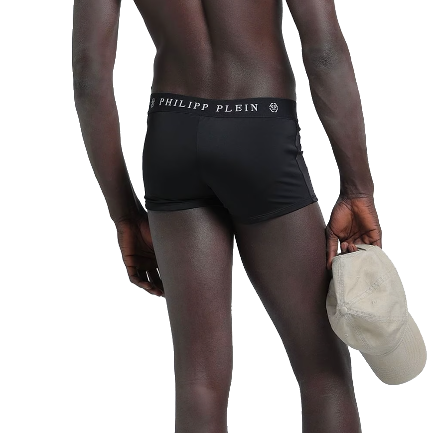 Sleek Black Designer Men's Swim Boxers