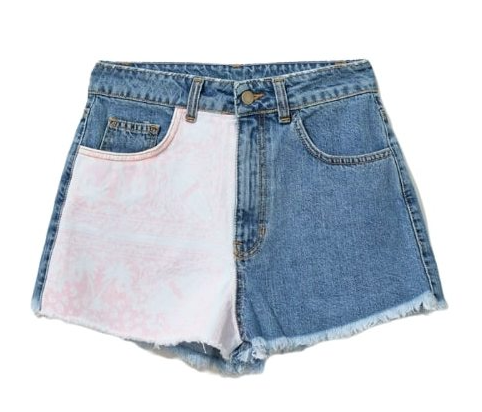 Edgy Denim Shorts with Abstract Print