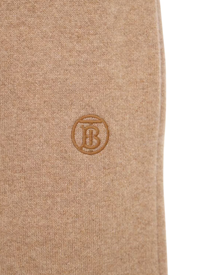 Elegant Camel Monogram Cashmere Sport Pants