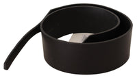 Thumbnail for Black Leather Silver Round Buckle Belt