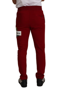 Thumbnail for Elegant Red Jogging Pants with Drawstring Closure