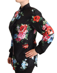 Thumbnail for Elegant Floral Silk-Cotton Polo Blouse
