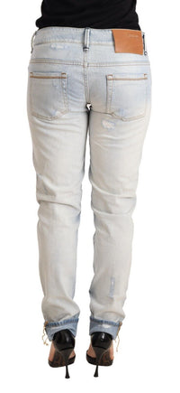 Thumbnail for Chic Light-Blue Folded Hem Denim Jeans