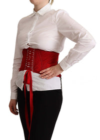 Thumbnail for Elegant Red Silk Corset Belt Top