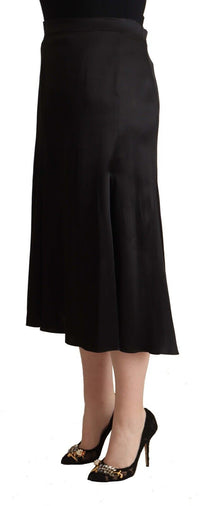 Thumbnail for Elegant High Waist Midi Black Skirt