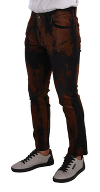 Thumbnail for Chic Black Brown Tie-Dye Slim Fit Jeans