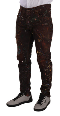 Thumbnail for Elegant Multicolored Painted Denim Jeans