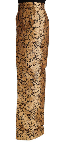 Thumbnail for Elegant Floral Jacquard High Waist Trousers