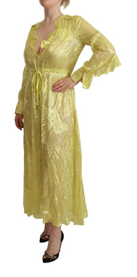 Thumbnail for Sunshine Silk Blend Maxi Dress - Long Sleeves & Plunge