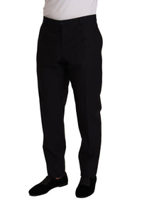 Thumbnail for Elegant Dark Blue Wool Silk Tuxedo Trousers