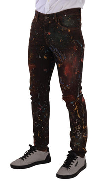 Thumbnail for Multicolor Painted Skinny Denim Jeans