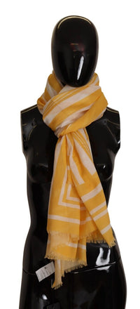 Thumbnail for Yellow White Striped Portocervo Shawl Scarf