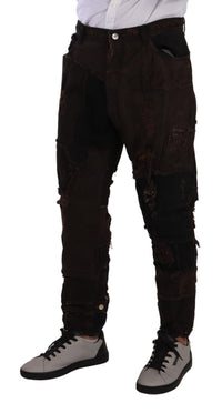 Thumbnail for Elegant Distressed Patchwork Denim Jeans