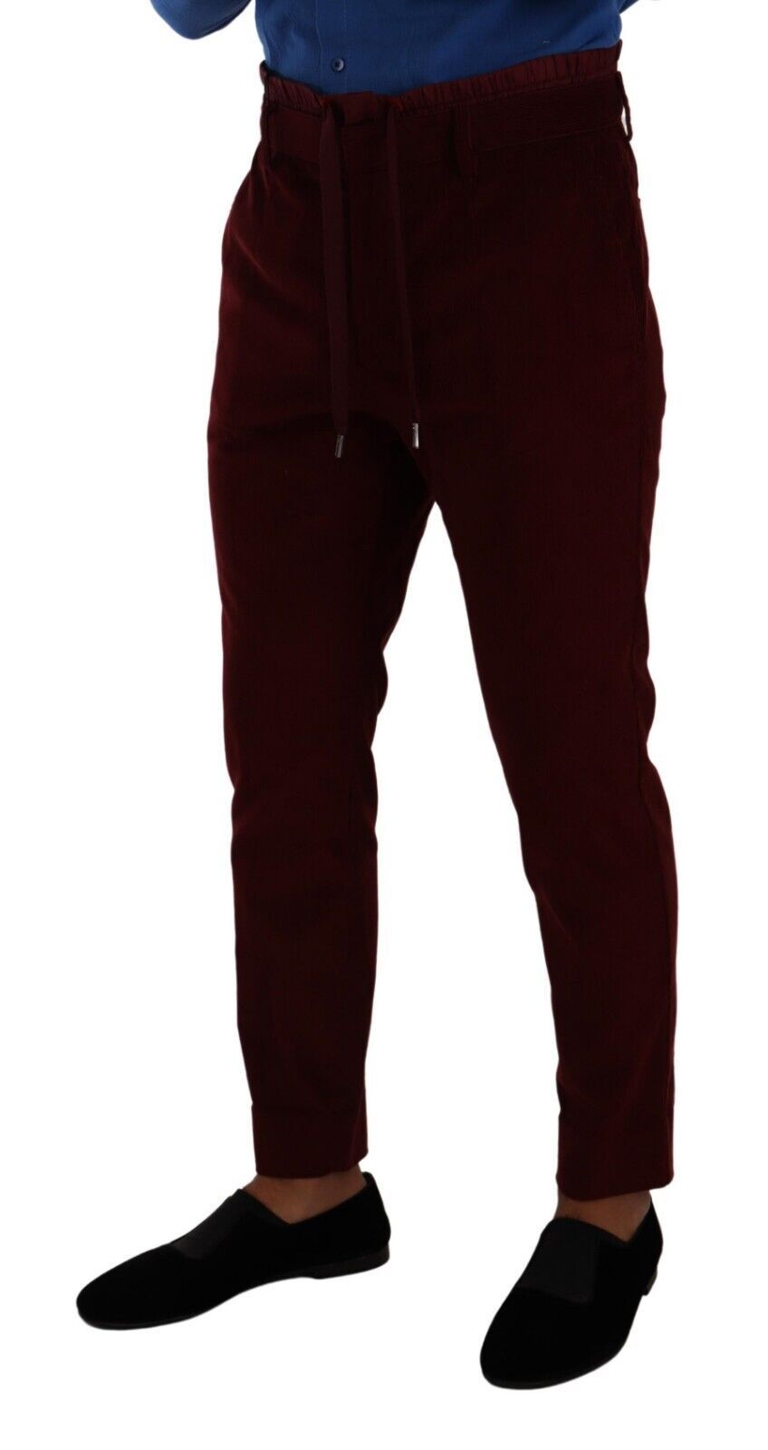 Elegant Bordeaux Velvet Dress Trousers