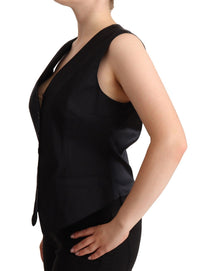 Thumbnail for Chic Buttoned Black Waistcoat
