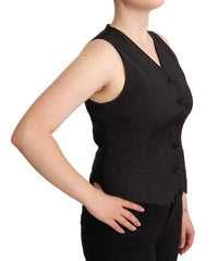 Thumbnail for Elegant Black Wool Blend Waistcoat Vest Top