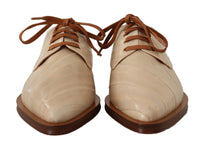 Thumbnail for Elegant Beige Eel Leather Formal Flats