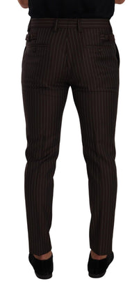 Thumbnail for Elegant Brown Striped Woolen Men's Trousers