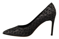 Thumbnail for Elegant Black Leopard Print Leather Heels