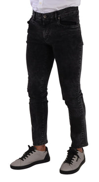 Thumbnail for Sleek Slim-Fit Designer Jeans in Black Gray