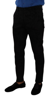 Thumbnail for Elegant Slim Fit Dress Pants in Black Brocade