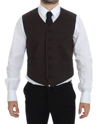 Thumbnail for Brown Cotton Blend Dress Vest Gilet