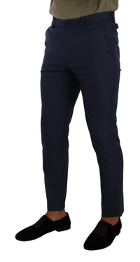 Thumbnail for Elegant Dark Blue Slim-Fit Dress Pants