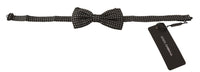 Thumbnail for Elegant Silk Black Bow Tie with Metal Clasp Detail