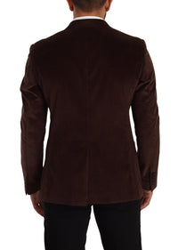 Thumbnail for Elegant Brown Corduroy Slim Fit Blazer