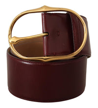 Thumbnail for Elegant Brown Leather Belt with Gold Oval Buckle