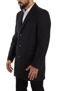 Thumbnail for Elegant Dark Grey Woolen Overcoat