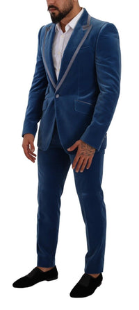 Thumbnail for Elegant Velvet Blue Slim Fit Suit