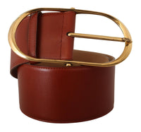 Thumbnail for Elegant Maroon Leather Belt with Gold Accents