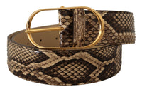 Thumbnail for Elegant Phyton Leather Belt with Gold Buckle