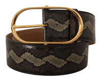 Thumbnail for Elegant Snakeskin Belt with Gold Oval Buckle