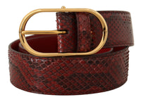 Thumbnail for Elegant Red Snakeskin Leather Belt