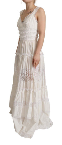 Thumbnail for Elegant White A-Line Tiered Maxi Dress