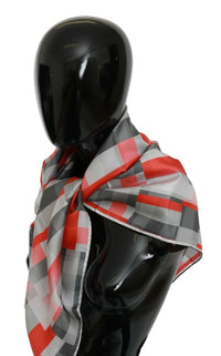 Thumbnail for Gray Red Silk Shawl Foulard Wrap  Scarf