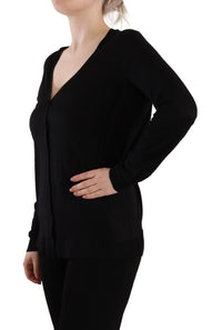 Thumbnail for Elegant Black V-Neck Wool Pullover