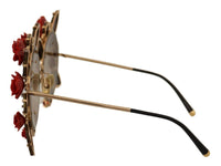 Thumbnail for Elegant Round Metal Sunglasses with Rose Detail