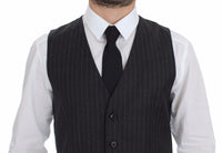 Thumbnail for Gray Striped Wool Logo Vest Gilet Weste