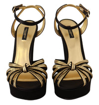 Thumbnail for Elegant Black Gold Ankle Strap Heels Sandals