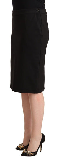 Thumbnail for Black Straight Pencil Cut Knee Length Skirt