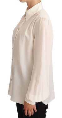 Thumbnail for Elegant Silk Top in Off White